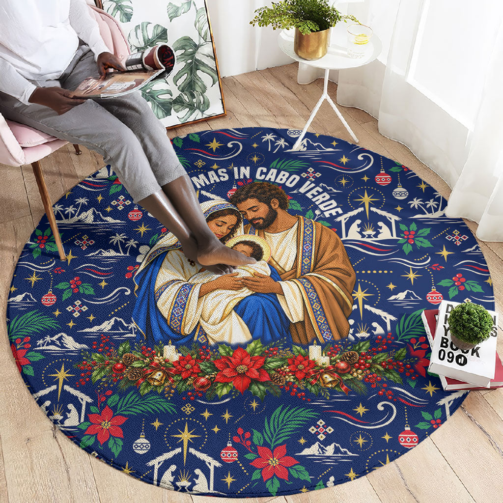 Cape Verde Jesus Christmas Round Carpet Cabo Verde Island Nativity Scene