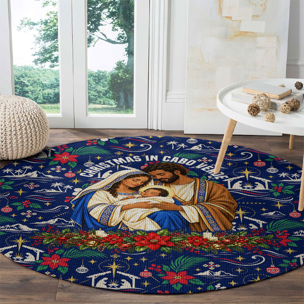 Cape Verde Jesus Christmas Round Carpet Cabo Verde Island Nativity Scene
