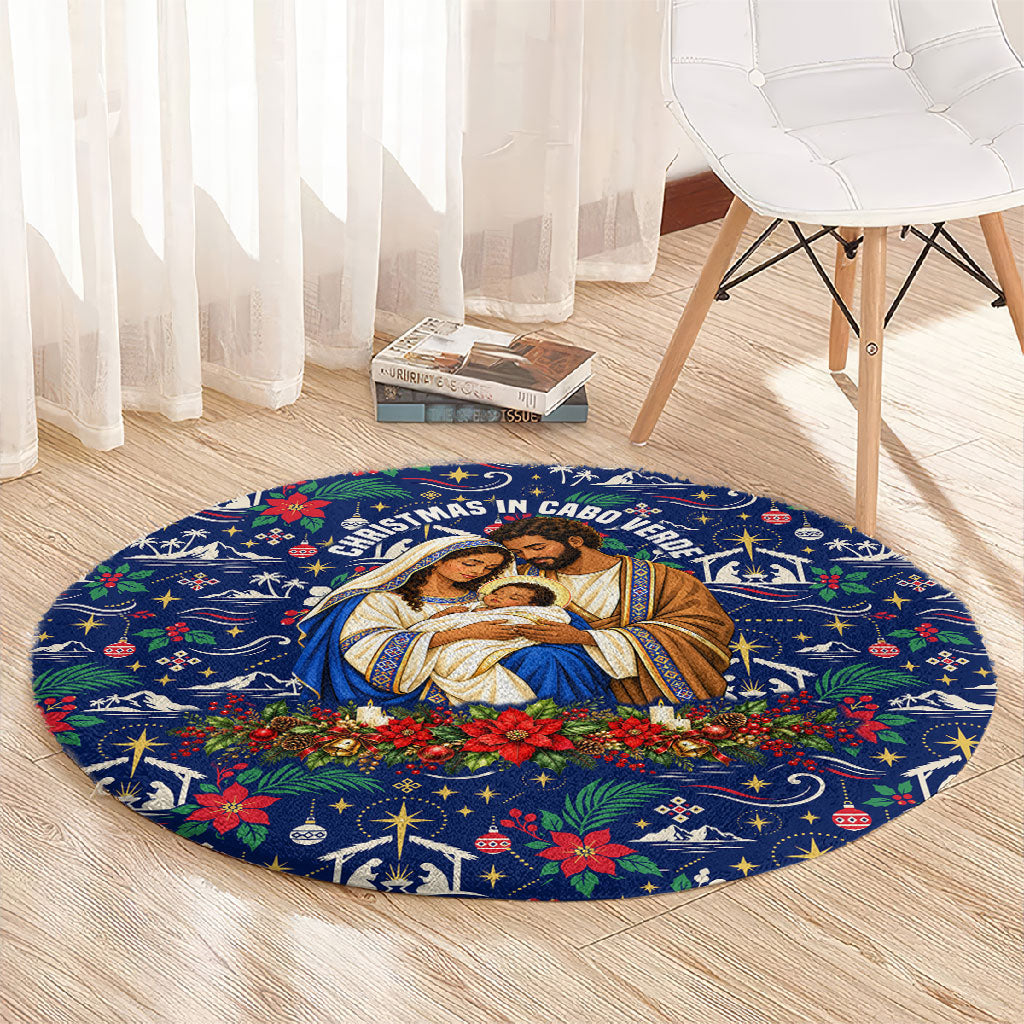 Cape Verde Jesus Christmas Round Carpet Cabo Verde Island Nativity Scene