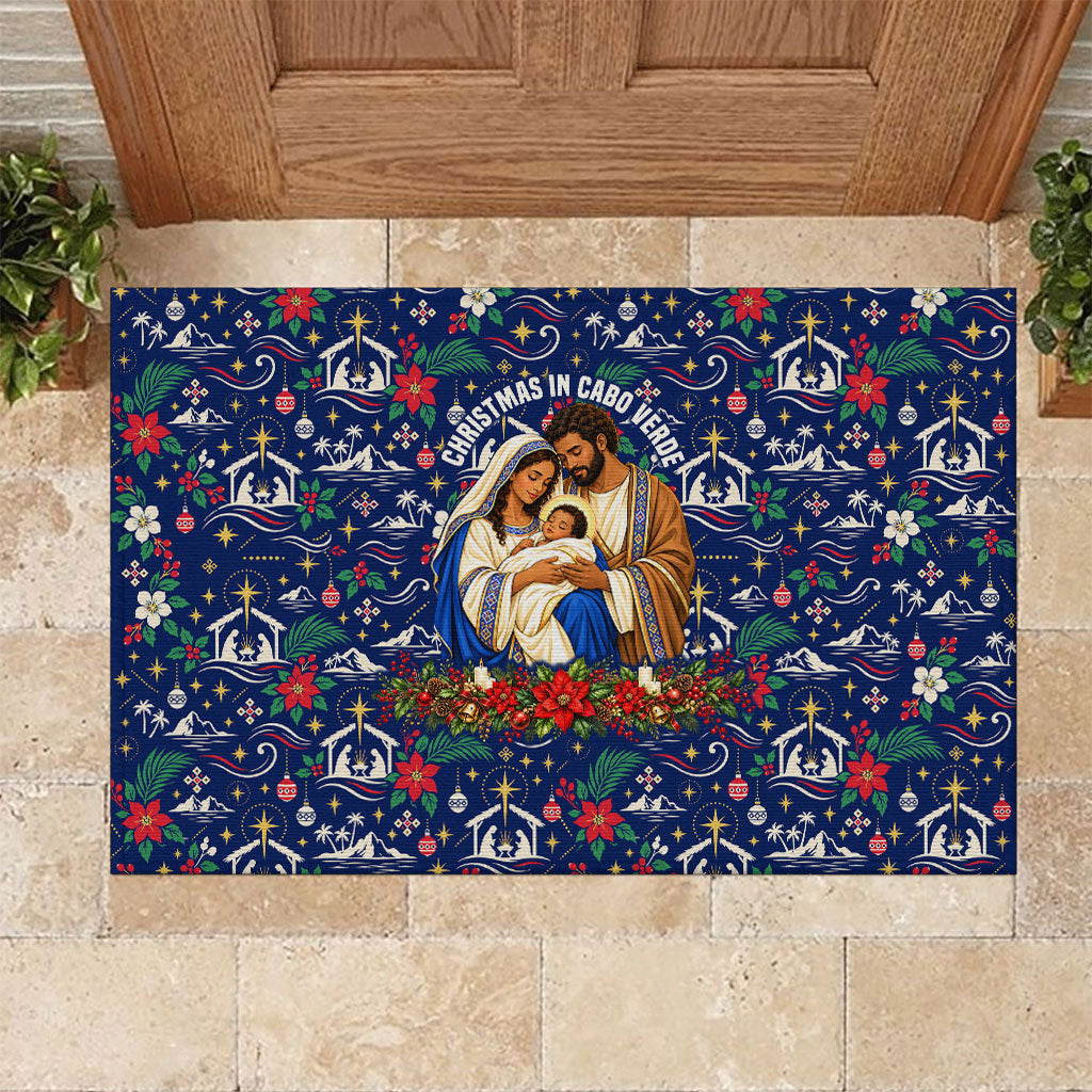 Cape Verde Jesus Christmas Rubber Doormat Cabo Verde Island Nativity Scene