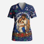 Cape Verde Jesus Christmas Scrub Top Cabo Verde Island Nativity Scene