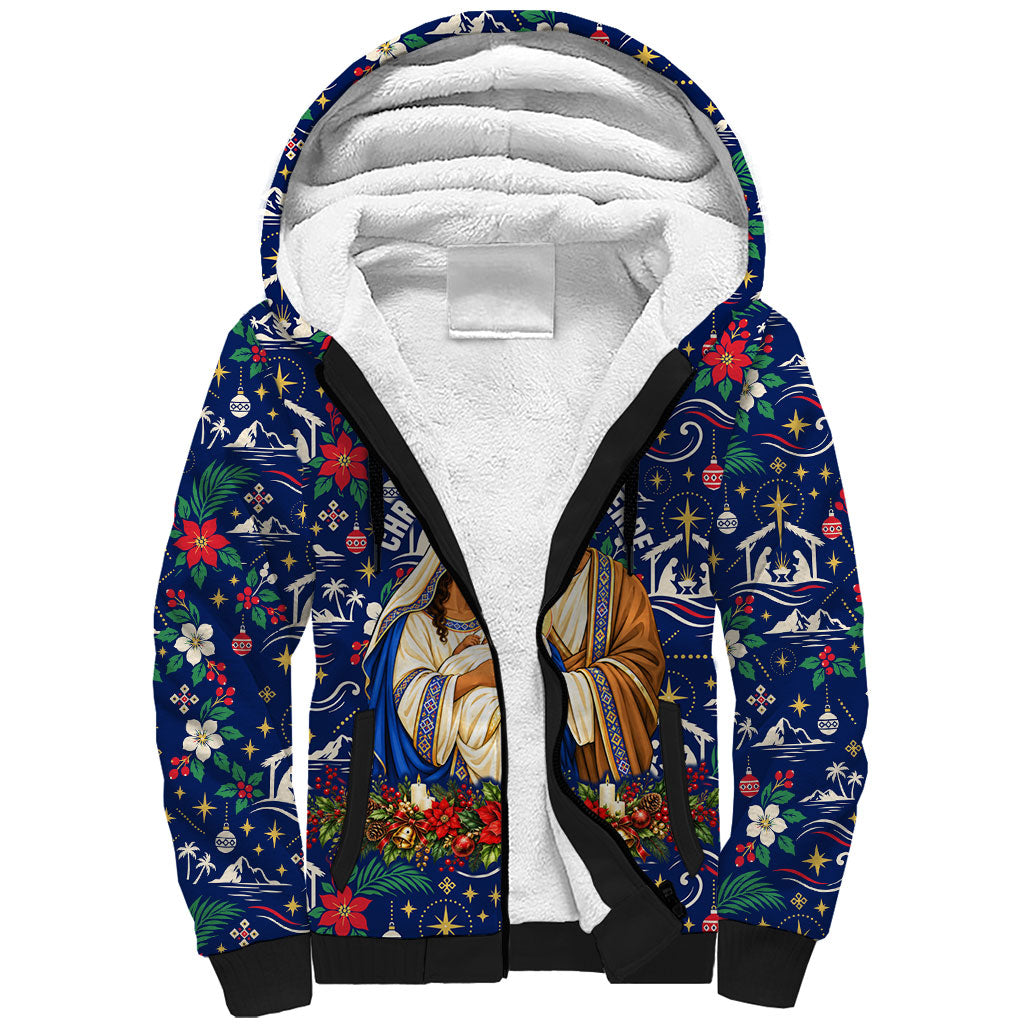 Cape Verde Jesus Christmas Sherpa Hoodie Cabo Verde Island Nativity Scene
