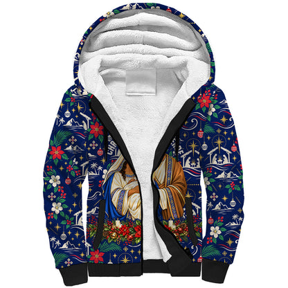 Cape Verde Jesus Christmas Sherpa Hoodie Cabo Verde Island Nativity Scene