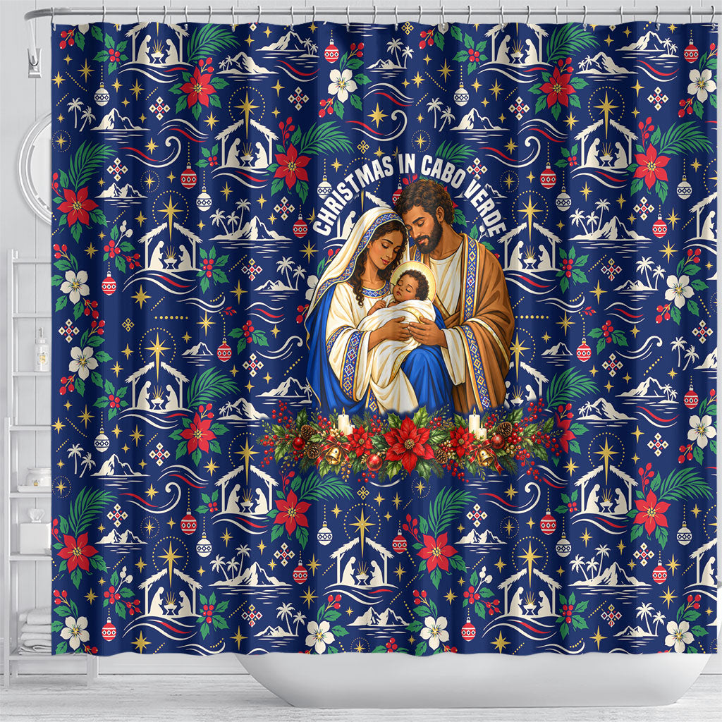 Cape Verde Jesus Christmas Shower Curtain Cabo Verde Island Nativity Scene