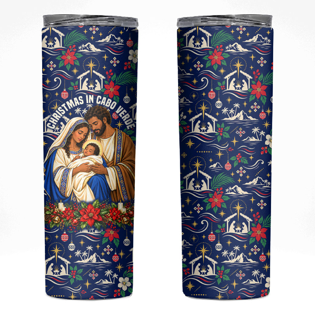 Cape Verde Jesus Christmas Skinny Tumbler Cabo Verde Island Nativity Scene