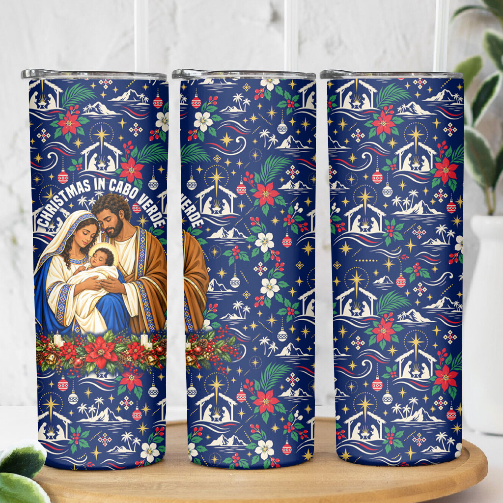 Cape Verde Jesus Christmas Skinny Tumbler Cabo Verde Island Nativity Scene