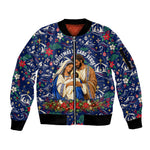Cape Verde Jesus Christmas Sleeve Zip Bomber Jacket Cabo Verde Island Nativity Scene