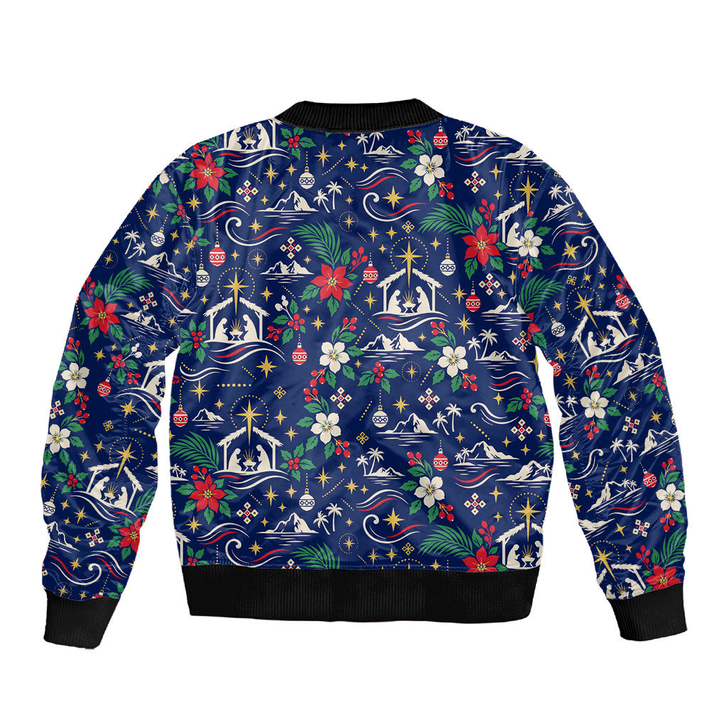 Cape Verde Jesus Christmas Sleeve Zip Bomber Jacket Cabo Verde Island Nativity Scene