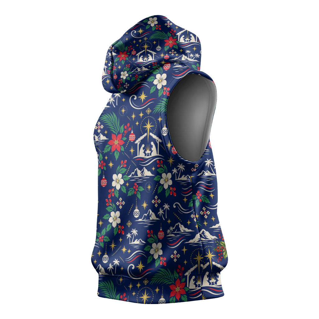 Cape Verde Jesus Christmas Sleeveless Hoodie Cabo Verde Island Nativity Scene