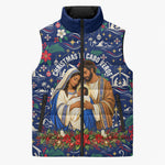 Cape Verde Jesus Christmas Sleeveless Puffer Jacket Cabo Verde Island Nativity Scene
