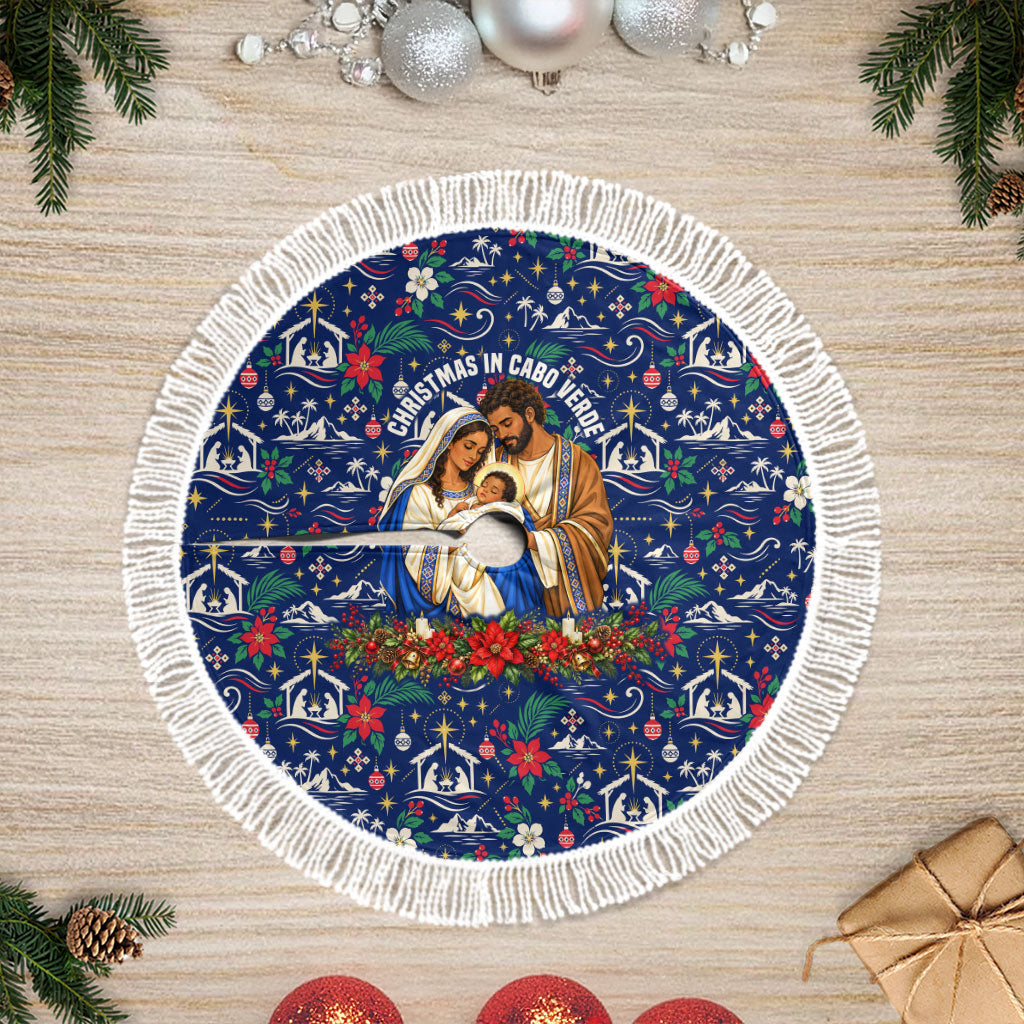 Cape Verde Jesus Christmas Tree Skirt Cabo Verde Island Nativity Scene
