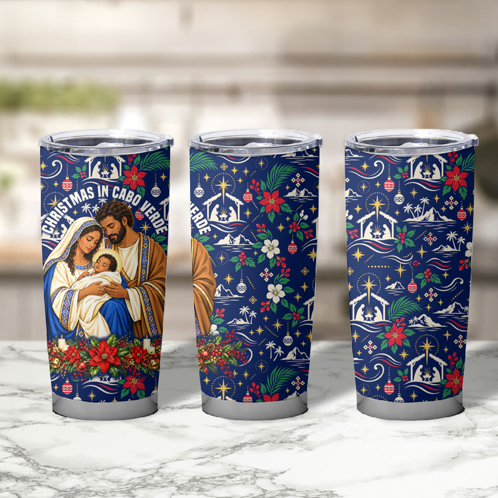 Cape Verde Jesus Christmas Tumbler Cup Cabo Verde Island Nativity Scene