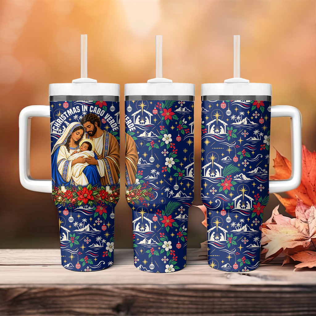 Cape Verde Jesus Christmas Tumbler With Handle Cabo Verde Island Nativity Scene