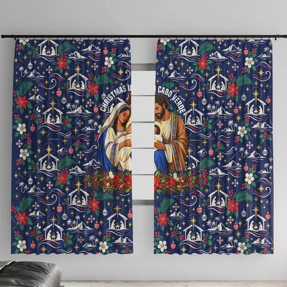 Cape Verde Jesus Christmas Window Curtain Cabo Verde Island Nativity Scene