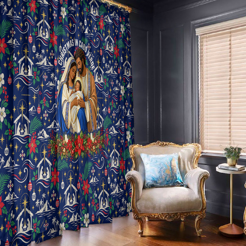 Cape Verde Jesus Christmas Window Curtain Cabo Verde Island Nativity Scene