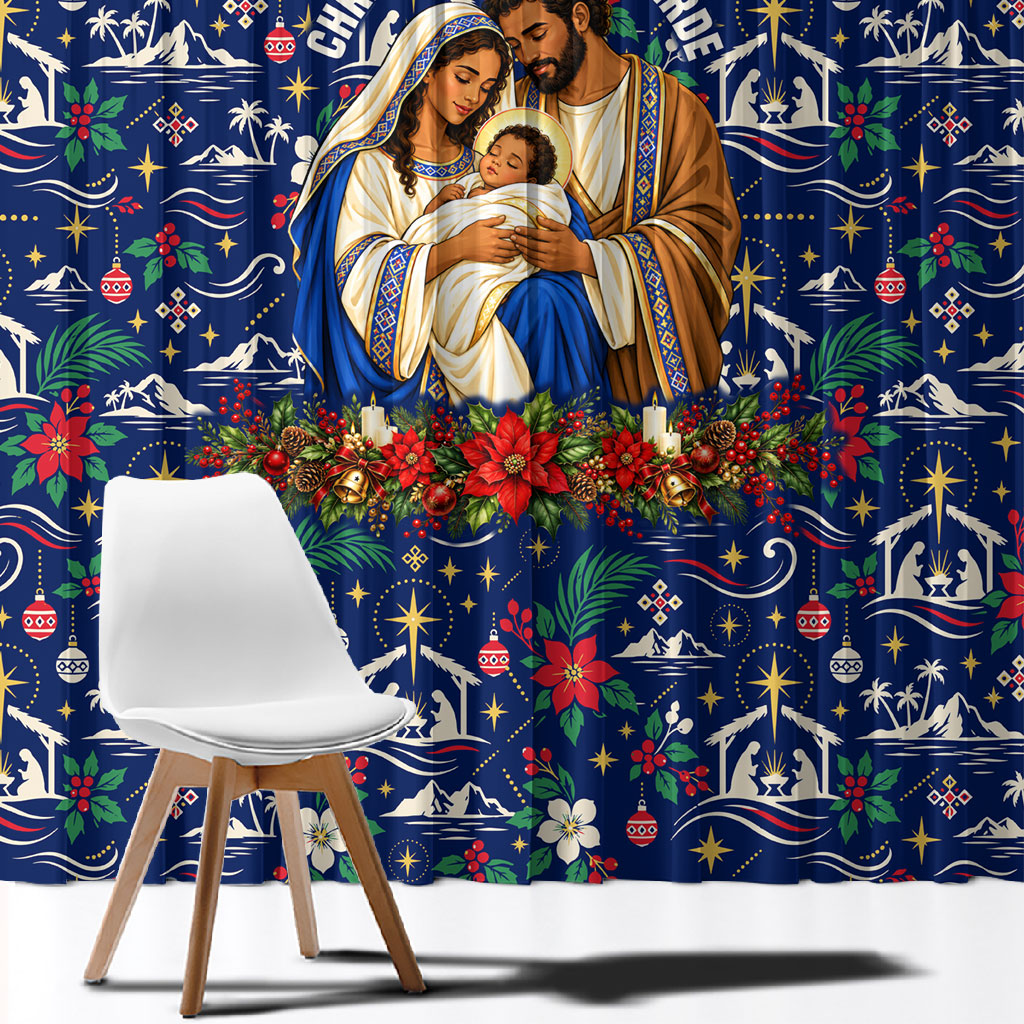 Cape Verde Jesus Christmas Window Curtain Cabo Verde Island Nativity Scene