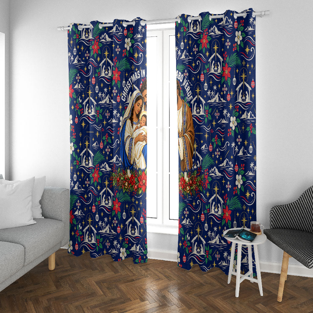 Cape Verde Jesus Christmas Window Curtain Cabo Verde Island Nativity Scene