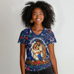 Cape Verde Jesus Christmas Women V-Neck T-Shirt Cabo Verde Island Nativity Scene