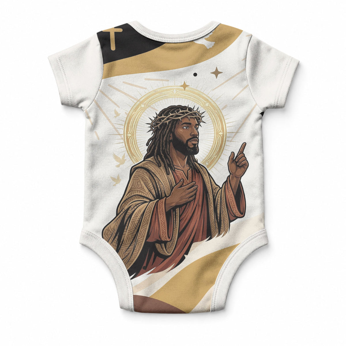 King Jesus African Black Christ Baby Onesie Religious Christian Faith Holy Cross Dove Spiritual