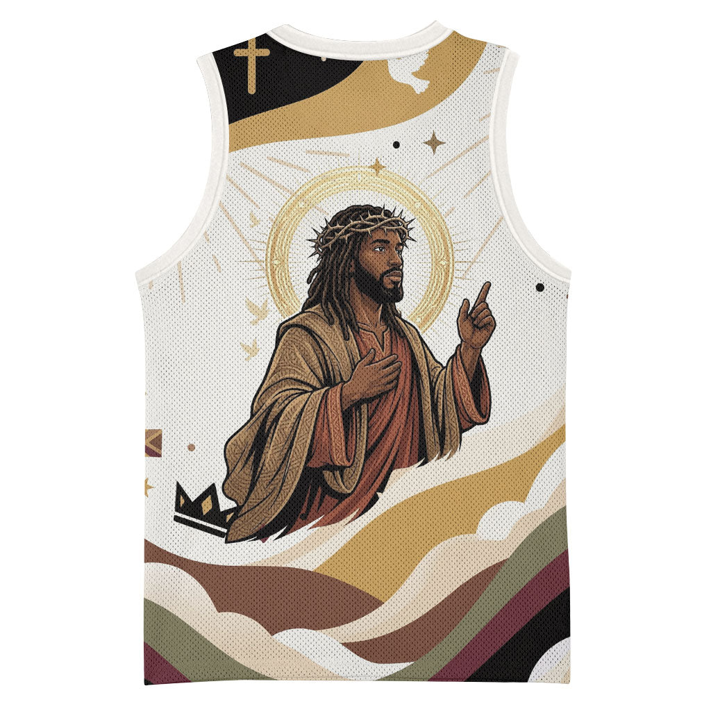 King Jesus African Black Christ Basketball Jersey Religious Christian Faith Holy Cross Dove Spiritual