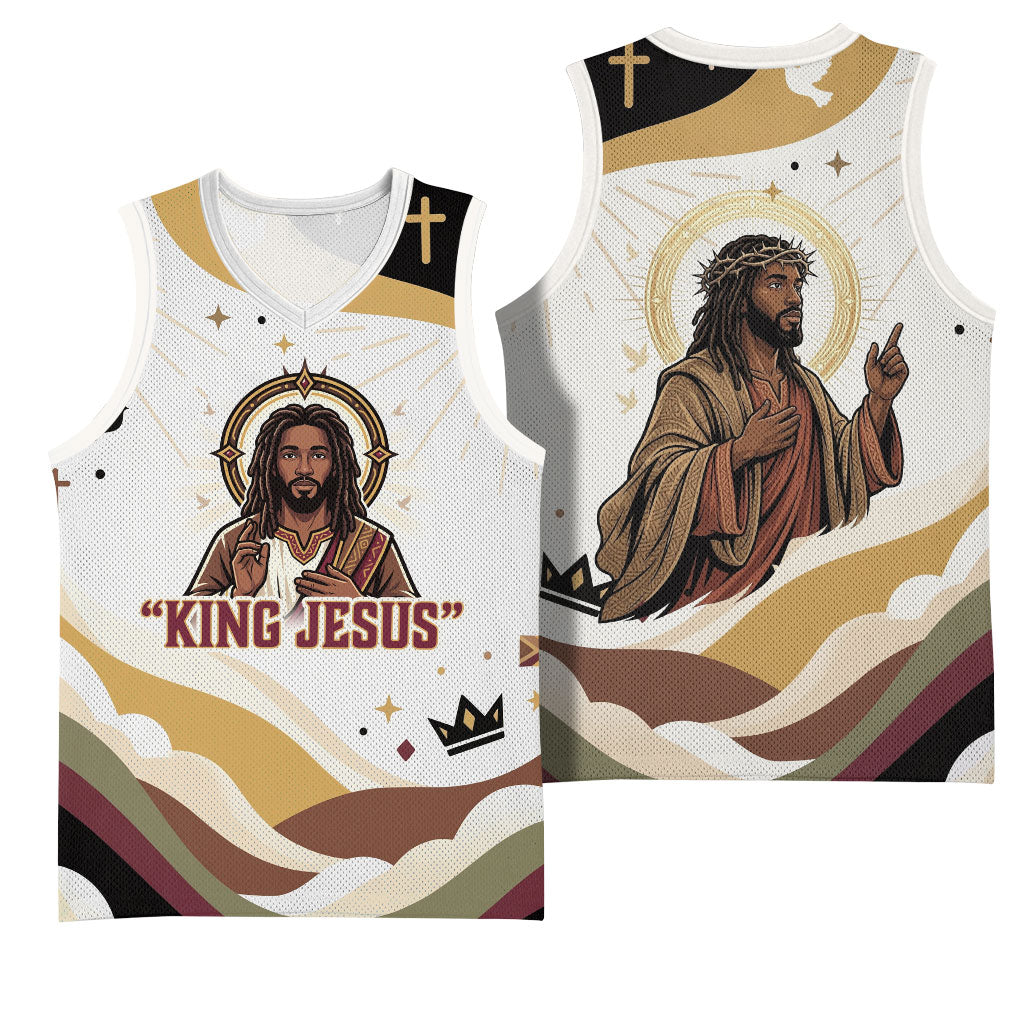 King Jesus African Black Christ Basketball Jersey Religious Christian Faith Holy Cross Dove Spiritual