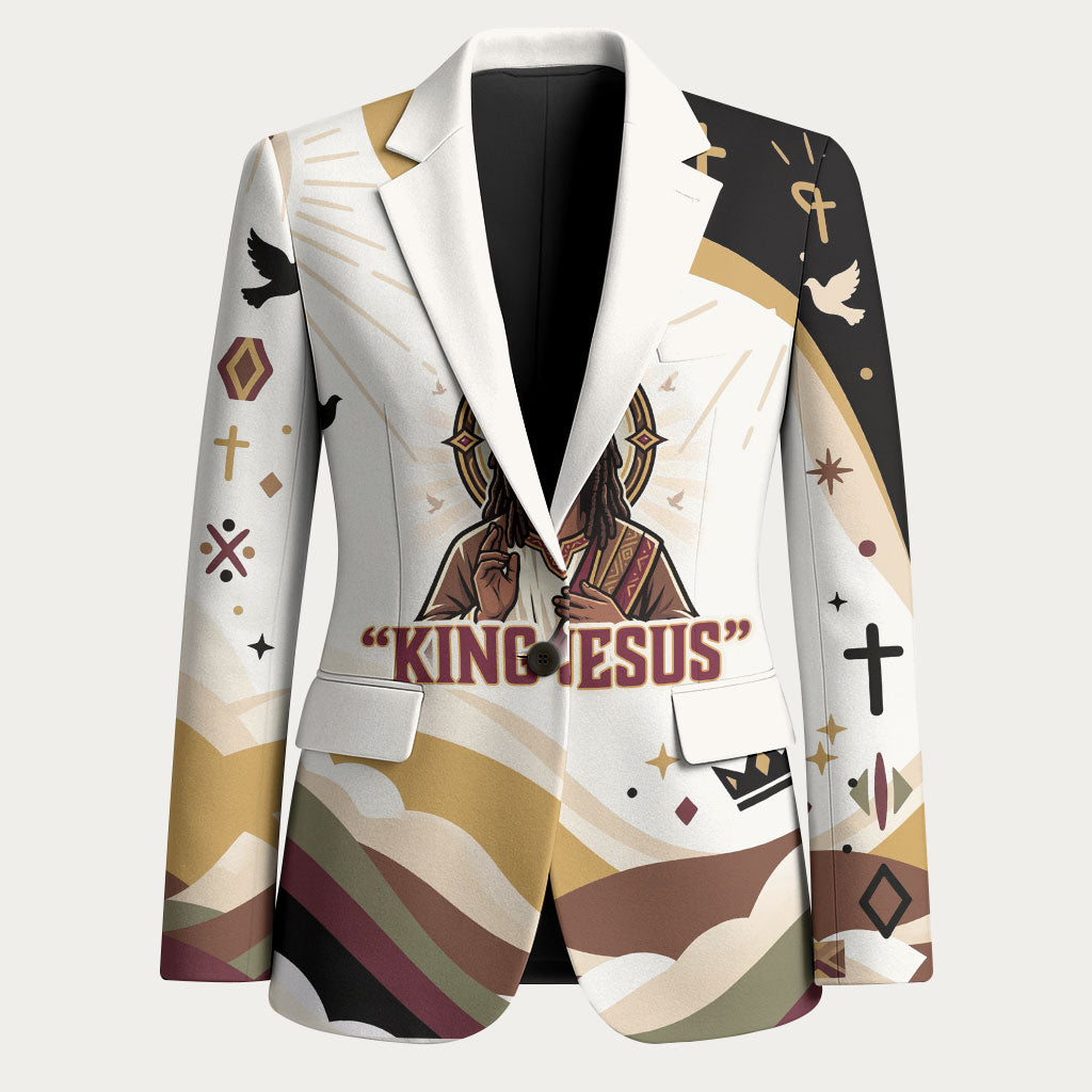 King Jesus African Black Christ Blazer Religious Christian Faith Holy Cross Dove Spiritual