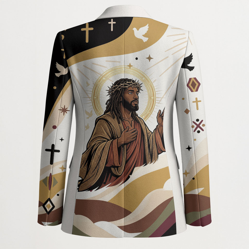 King Jesus African Black Christ Blazer Religious Christian Faith Holy Cross Dove Spiritual