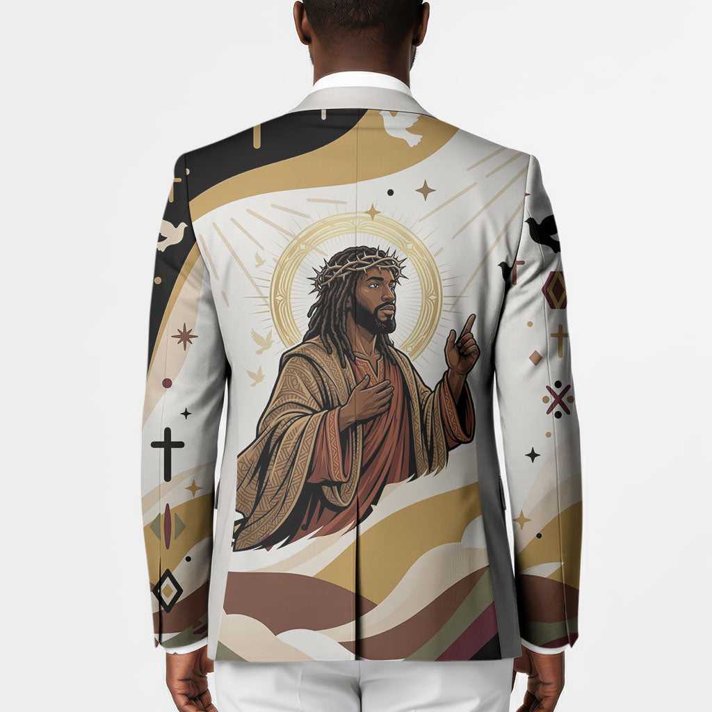 King Jesus African Black Christ Blazer Religious Christian Faith Holy Cross Dove Spiritual