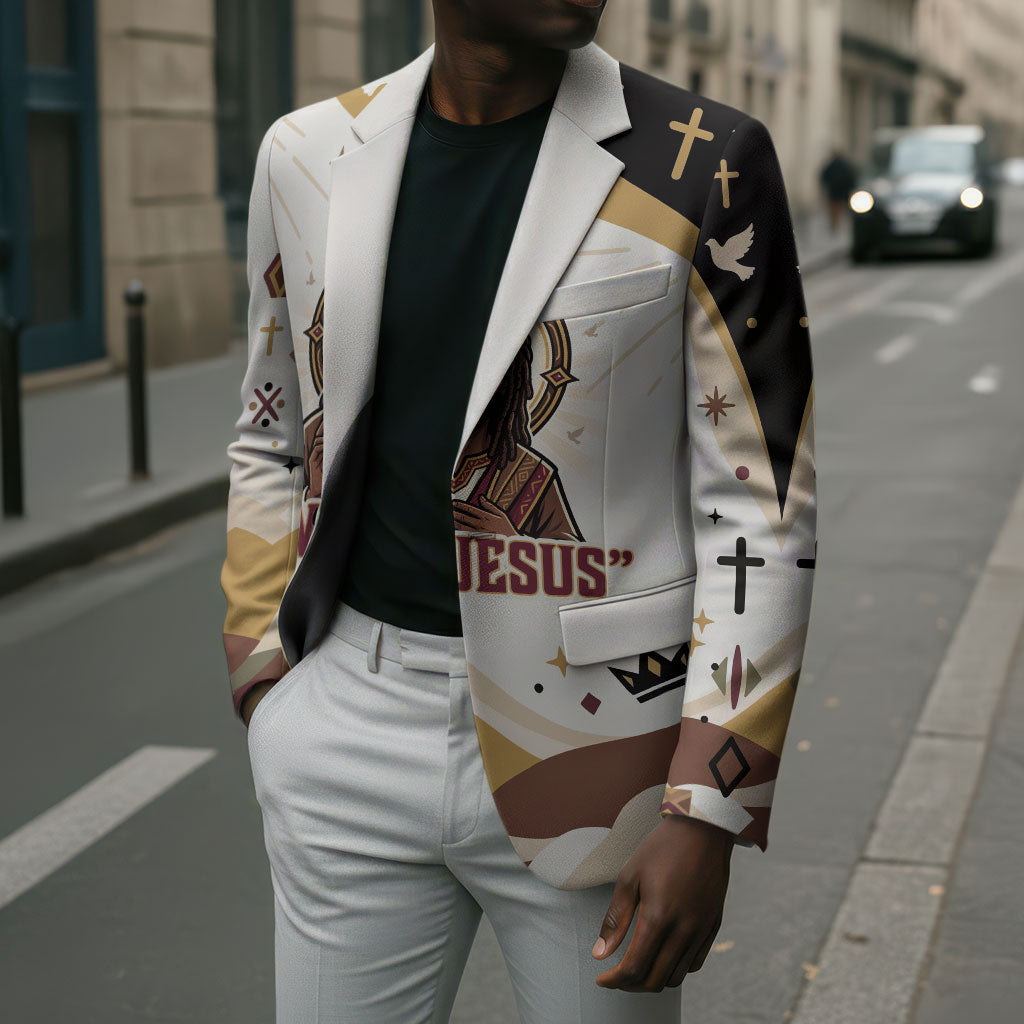 King Jesus African Black Christ Blazer Religious Christian Faith Holy Cross Dove Spiritual