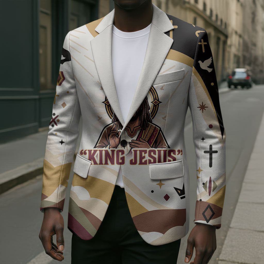 King Jesus African Black Christ Blazer Religious Christian Faith Holy Cross Dove Spiritual