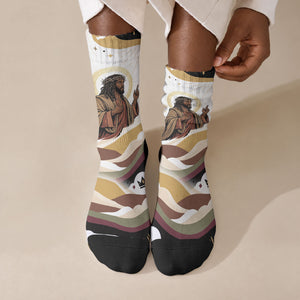 King Jesus African Black Christ Crew Socks Religious Christian Faith Holy Cross Dove Spiritual