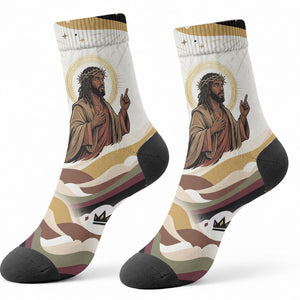 King Jesus African Black Christ Crew Socks Religious Christian Faith Holy Cross Dove Spiritual