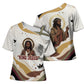 King Jesus African Black Christ Cross Shoulder Shirt Religious Christian Faith Holy Cross Dove Spiritual