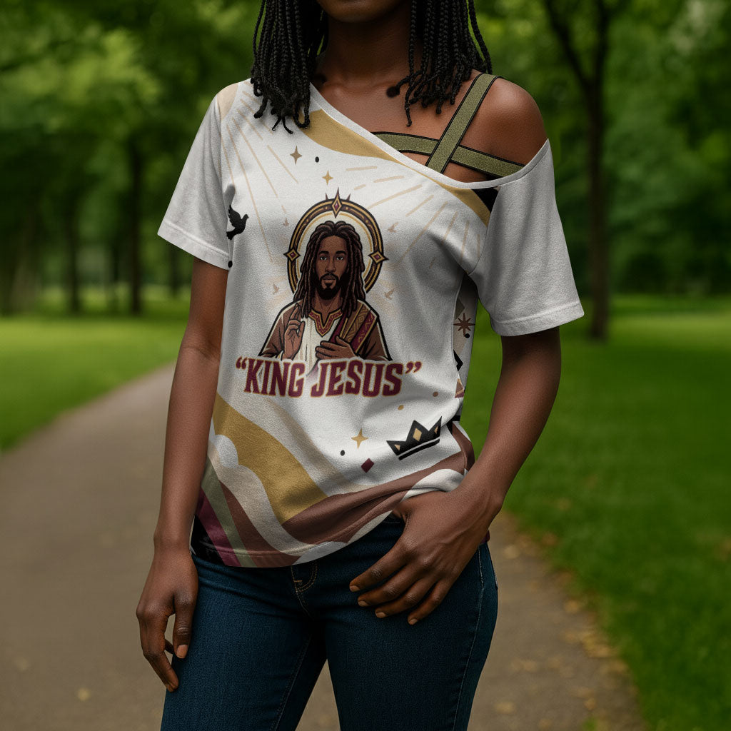 King Jesus African Black Christ Cross Shoulder Shirt Religious Christian Faith Holy Cross Dove Spiritual