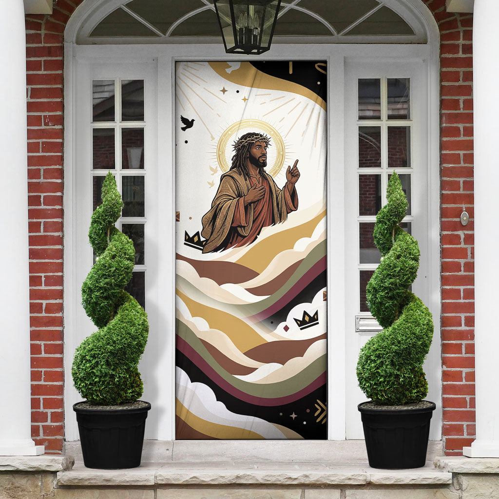 King Jesus African Black Christ Door Cover Religious Christian Faith Holy Cross Dove Spiritual