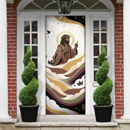 King Jesus African Black Christ Door Cover Religious Christian Faith Holy Cross Dove Spiritual