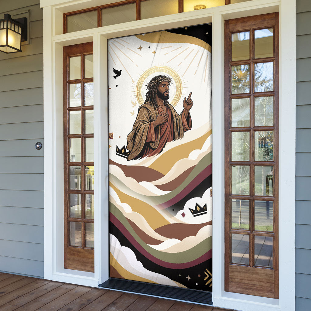 King Jesus African Black Christ Door Cover Religious Christian Faith Holy Cross Dove Spiritual