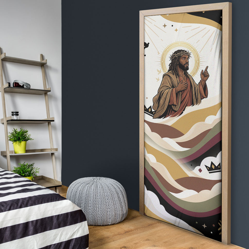 King Jesus African Black Christ Door Cover Religious Christian Faith Holy Cross Dove Spiritual