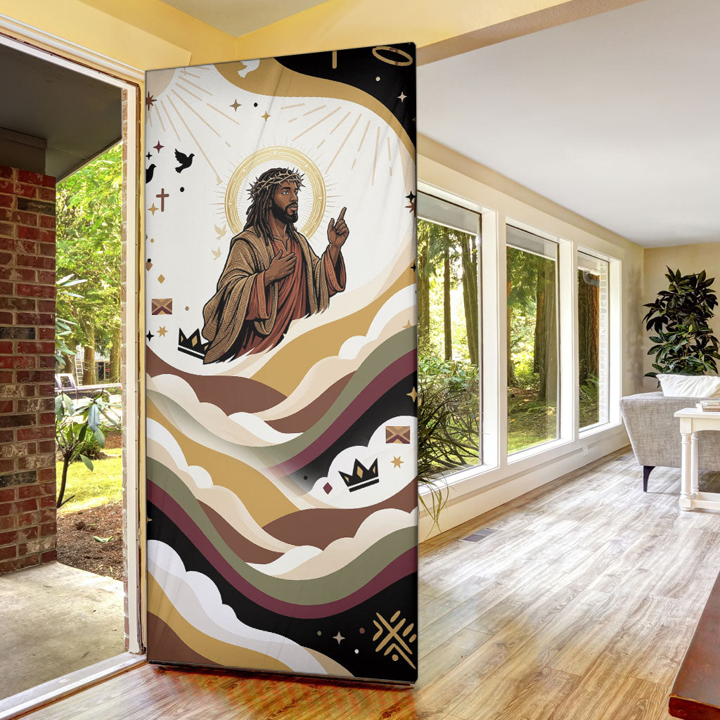 King Jesus African Black Christ Door Cover Religious Christian Faith Holy Cross Dove Spiritual