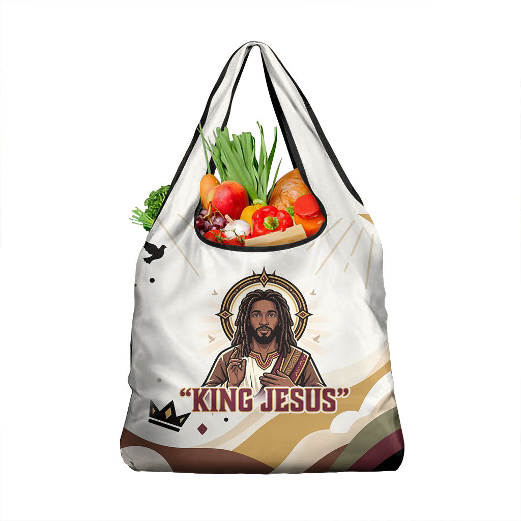 King Jesus African Black Christ Grocery Bag Religious Christian Faith Holy Cross Dove Spiritual