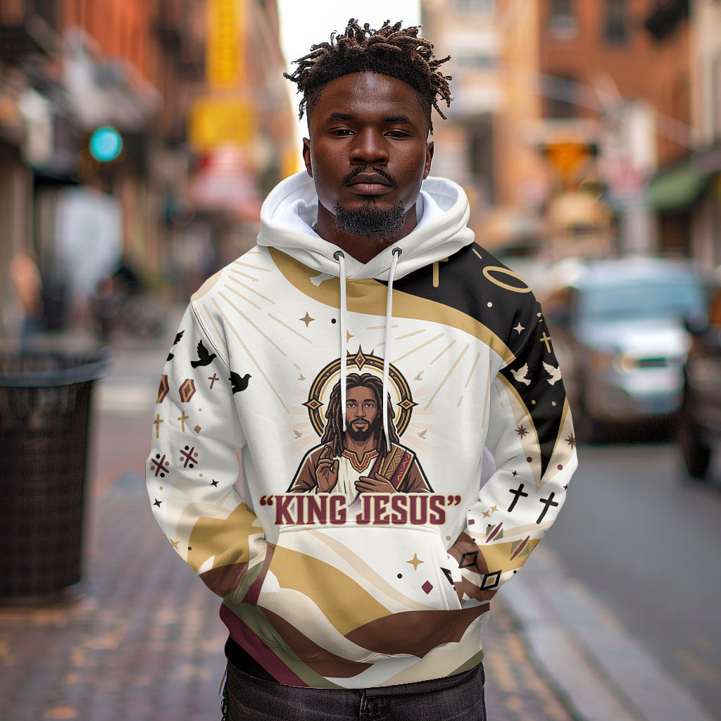 King Jesus African Black Christ Hoodie Religious Christian Faith Holy Cross Dove Spiritual