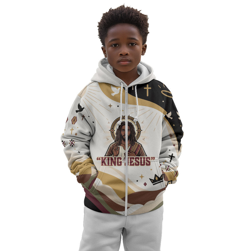 King Jesus African Black Christ Kid Hoodie Religious Christian Faith Holy Cross Dove Spiritual