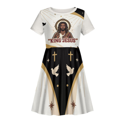 King Jesus African Black Christ Kid Short Sleeve Dress Religious Christian Faith Holy Cross Dove Spiritual