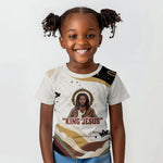 King Jesus African Black Christ Kid T shirt Religious Christian Faith Holy Cross Dove Spiritual