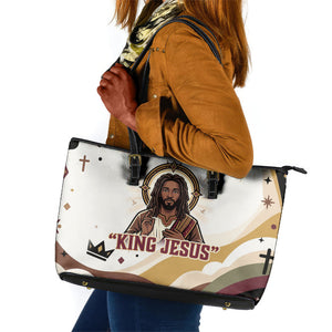 King Jesus African Black Christ Leather Tote Bag Religious Christian Faith Holy Cross Dove Spiritual