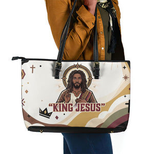 King Jesus African Black Christ Leather Tote Bag Religious Christian Faith Holy Cross Dove Spiritual