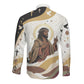 King Jesus African Black Christ Long Sleeve Button Shirt Religious Christian Faith Holy Cross Dove Spiritual