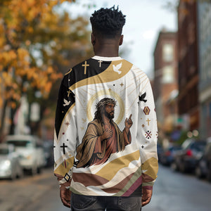 King Jesus African Black Christ Long Sleeve Shirt Religious Christian Faith Holy Cross Dove Spiritual