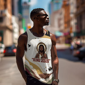 King Jesus African Black Christ Men Tank Top Religious Christian Faith Holy Cross Dove Spiritual