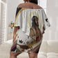 King Jesus African Black Christ Off Shoulder Short Dress Religious Christian Faith Holy Cross Dove Spiritual